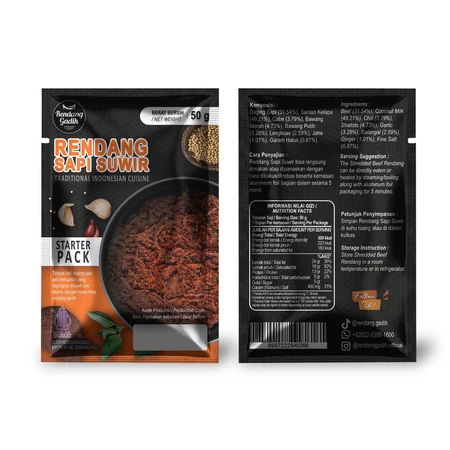 TRAVEL PACK 50g - 75g varian Rendang Sapi Suwir 50g