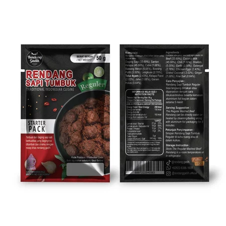 TRAVEL PACK 50g - 75g varian Rendang Sapi Tumbuk reg 50g