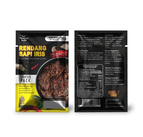 TRAVEL PACK 50g - 75g varian Rendang Sapi iris Spicy 75g